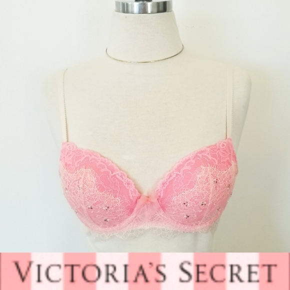 Victoria's Secret Vintage Dream Angels Rhinestone Crystal Lace up Lined Demi Bra - Picture 1 of 16